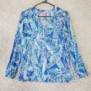 Lilly Pulitzer Women Meg‎ Tunic Top Size XS Lightweight Stretch V-Neck Resort
